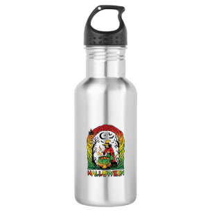 Halloween Witch Cauldron Brewing Black Cat Spooky 532 Ml Water Bottle