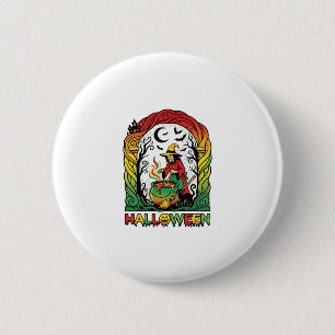 Halloween Witch Cauldron Brewing Black Cat Spooky 6 Cm Round Badge