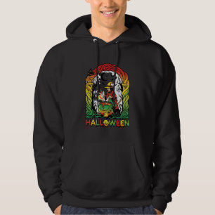 Halloween Witch Cauldron Brewing Black Cat Spooky Hoodie