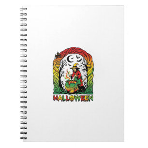 Halloween Witch Cauldron Brewing Black Cat Spooky  Notebook