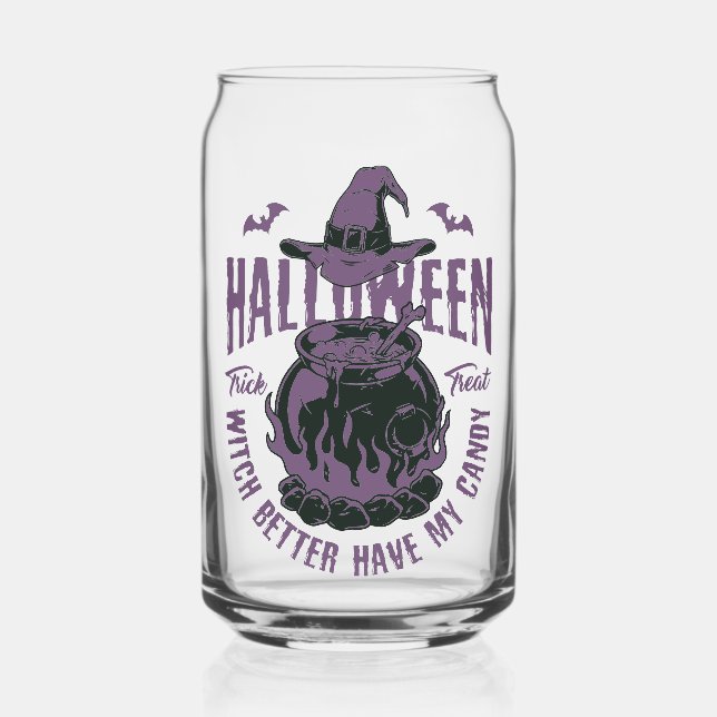 Halloween Witch Cauldron Glass (Front)