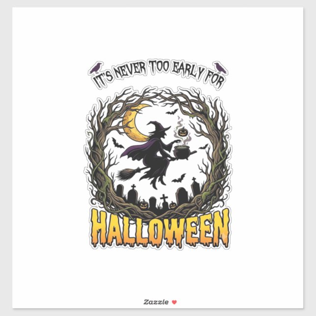Halloween Witch Cauldron Moon Cemetery Twisted Tre (Sheet)
