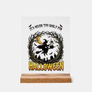 Halloween Witch Cauldron Moon Cemetery Twisted Tre Acrylic Sign