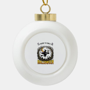 Halloween Witch Cauldron Moon Cemetery Twisted Tre Ceramic Ball Christmas Ornament