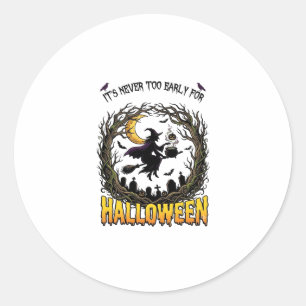 Halloween Witch Cauldron Moon Cemetery Twisted Tre Classic Round Sticker