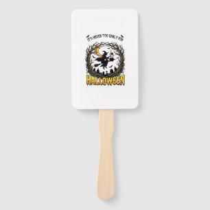 Halloween Witch Cauldron Moon Cemetery Twisted Tre Hand Fan