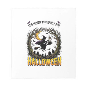 Halloween Witch Cauldron Moon Cemetery Twisted Tre Notepad