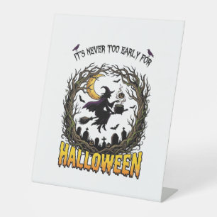 Halloween Witch Cauldron Moon Cemetery Twisted Tre Pedestal Sign