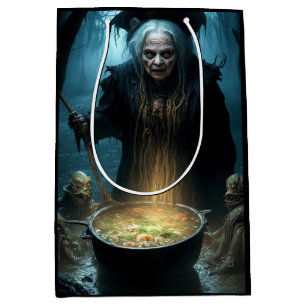 Halloween Witch Cauldron With Soup Medium Gift Bag