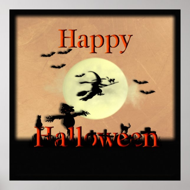 Halloween Witch Cemetery Poster (Front)