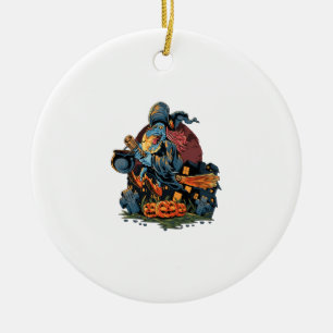 Halloween witch ceramic tree decoration