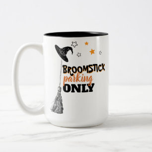 Halloween Witch Coffee Broomstick Parking Funny Two-Tone Coffee Mug