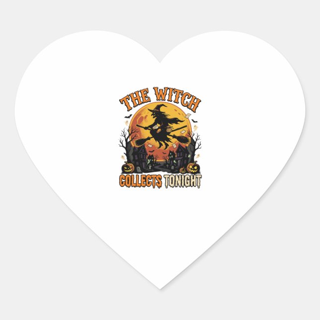 Halloween Witch Collection Humour Heart Sticker (Front)