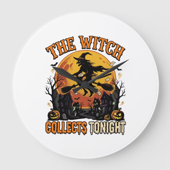 Halloween Witch Collection Humour Large Clock (Front)