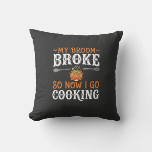 Halloween Witch Cooking Broom Broke Design_1 Cushion