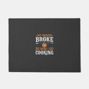 Halloween Witch Cooking Broom Broke Design_1 Doormat