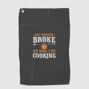 Halloween Witch Cooking Broom Broke Design_1 Golf Towel