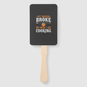 Halloween Witch Cooking Broom Broke Design_1 Hand Fan