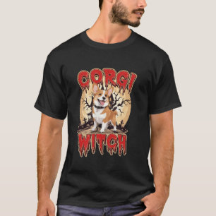 Halloween Witch Corgi Dog Mum Spooky Dog Owner T-Shirt