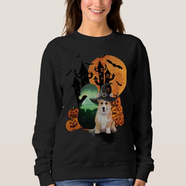 Halloween Witch Corgi Dog Sweatshirt (Front)