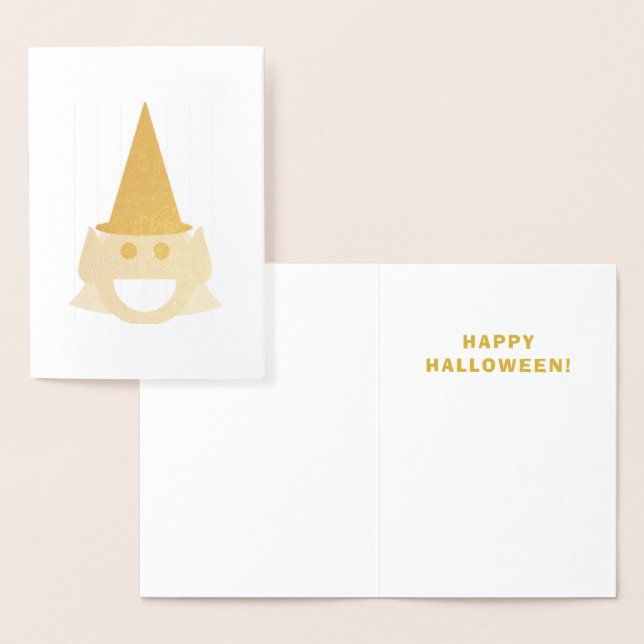 Halloween Witch Cute Fun Smiling Happy Gold Foil Card (Display)