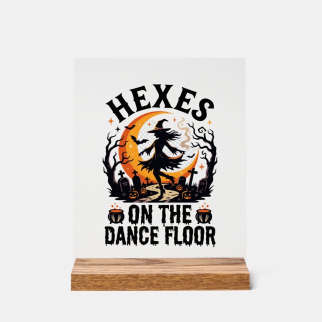 Halloween Witch Dance Night Acrylic Sign (Front)