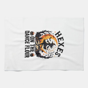 Halloween Witch Dance Night Tea Towel