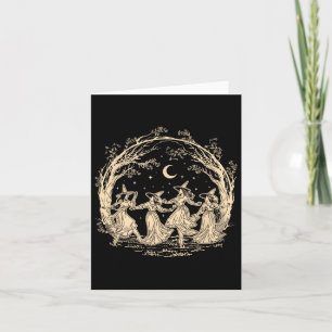 Halloween Witch Dancing Cottagecore Witch Feminist Card