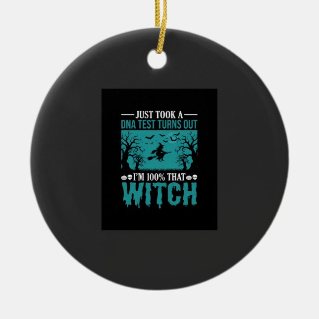 Halloween Witch DNA Test Design Ceramic Tree Decoration (Front)