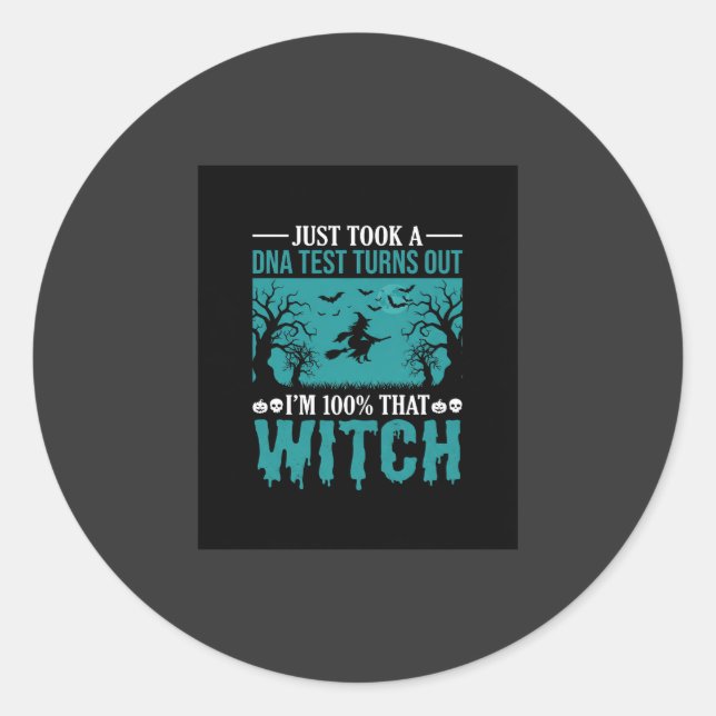 Halloween Witch DNA Test Design Classic Round Sticker (Front)