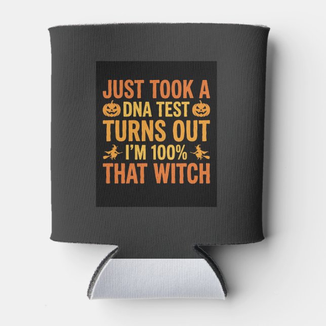 Halloween Witch DNA Test Funny Design Can Cooler (Front)