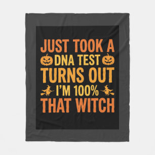 Halloween Witch DNA Test Funny Design Fleece Blanket