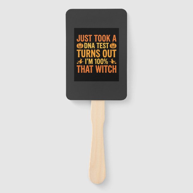 Halloween Witch DNA Test Funny Design Hand Fan (Front)