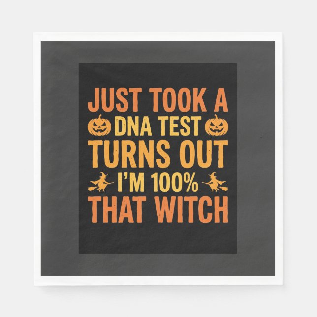 Halloween Witch DNA Test Funny Design Napkin (Front)