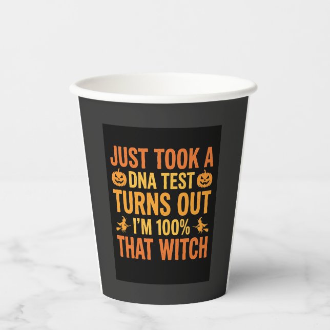 Halloween Witch DNA Test Funny Design Paper Cups (Front)
