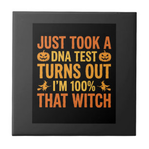 Halloween Witch DNA Test Funny Design Tile