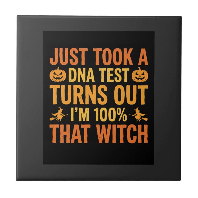 Halloween Witch DNA Test Funny Design Tile (Front)