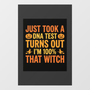 Halloween Witch DNA Test Funny Design Window Cling