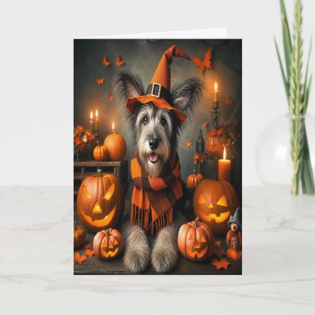 Halloween Witch Dog Cute Fall Card (Front)