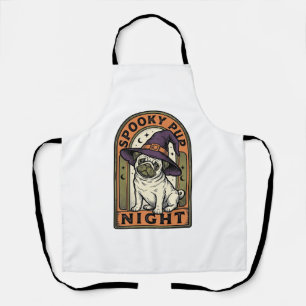 Halloween Witch Dog Vintage Engraving Shirt Design Apron