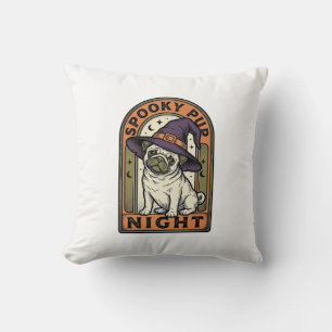 Halloween Witch Dog Vintage Engraving Shirt Design Cushion