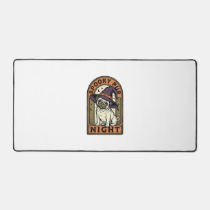 Halloween Witch Dog Vintage Engraving Shirt Design Desk Mat