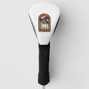 Halloween Witch Dog Vintage Engraving Shirt Design Golf Head Cover