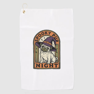 Halloween Witch Dog Vintage Engraving Shirt Design Golf Towel