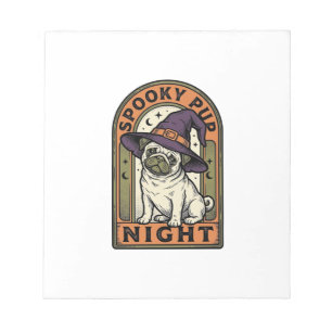 Halloween Witch Dog Vintage Engraving Shirt Design Notepad