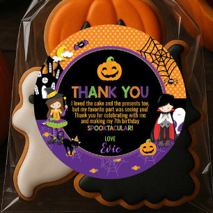 Halloween Witch Dracula Pumpkin Thank You Favour Classic Round Sticker
