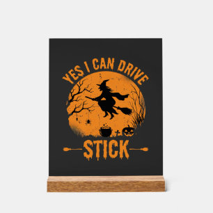 Halloween Witch Drive Stick Graphic_1 Acrylic Sign