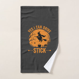 Halloween Witch Drive Stick Graphic_1 Hand Towel