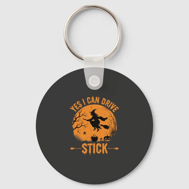 Halloween Witch Drive Stick Graphic_1 Key Ring (Front)