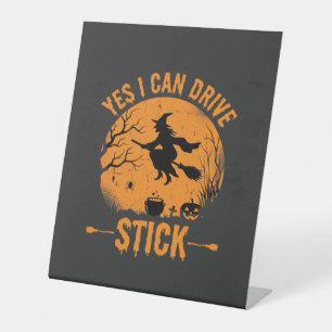Halloween Witch Drive Stick Graphic_1 Pedestal Sign